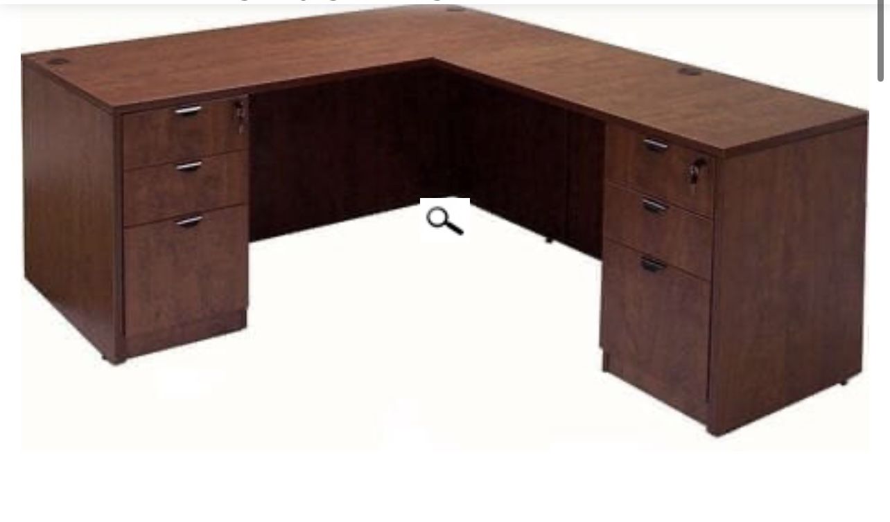 3 Pieces Cherry Classic Office Computer U-Desk
