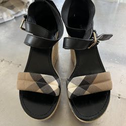 LIKE NEW gorgeous Burberry original wedge sandals with original bag!
