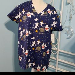 Halloween Ghost Scrub Top