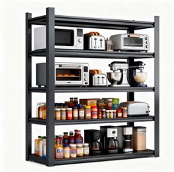 5-Tier Heavy Duty Metal Garage Shelving Unit 72” x 47” x 24” Black