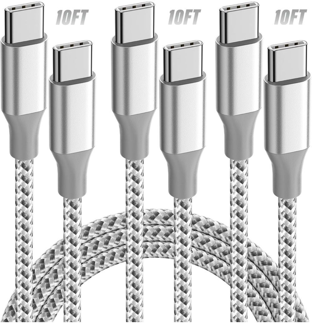 USB C Cable,3 Pack 10FT USB C to USB C Cable 60W Type c Charger Fast Charging Cord,USB C Charger Nylon Braided Compatible iPhone 16 Pro/15 Pro/Plus/Ma