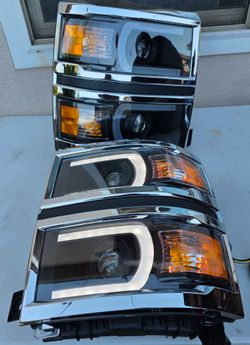 14-15 Chevrolet Silverado LED DRL Projector Headlights Luces Focos Micas Faros Faroles Headlamps Chevy