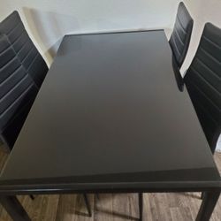 Black Glass Dining Table Set
