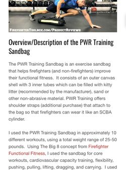 PWR Training Sandbag Backpack- Firefighter Fitness for Sale in