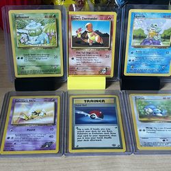 1999 Vintage Pokemon Cards: Charmander Bulbasaur, Squirtle, Abra, Pokeball Dratini 