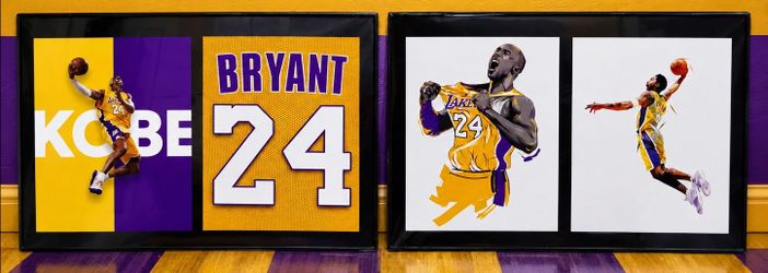 Kobe Bryant Glass Frames 12 inch x 18 inch NEW
