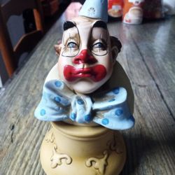 Vintage Ceramic Clown Windup Music Box