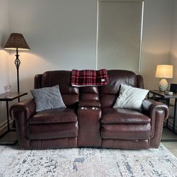 Leather Reclining Loveseat