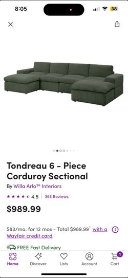 Willa Arlo Tondreau 6-Piece Corduroy Sectional