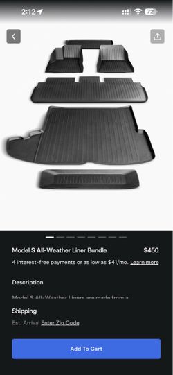 Tesla Model S All-Weather Liner Bundle floor mats
