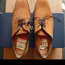 JWN John W. Nordstrom Men's Santino Plain Toe Derby Size 9.5 M Tan Suede MADE IN BRAZIL - RETAIL $195