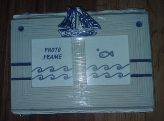 Nautical Style Sail Boat White Blue Wood Resin 8.5"