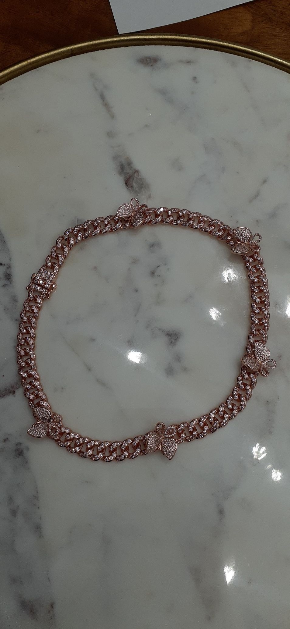Rosegold Butterfly cuban link chain necklace