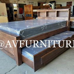 Full Bed W Twin Trundle And 2 Foam Mattresses 