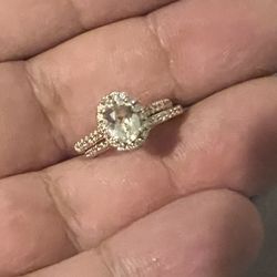 14k rose gold morganite and diamond ring set
