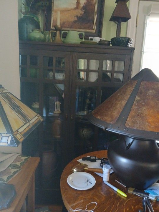 4ft Wide Fumed Oak Antique Craftsman Bookcase American Arts And Crafts Stickley? Limbert? Harvy ELLIS?