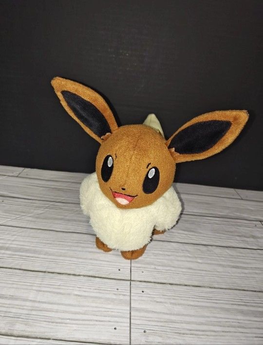 Tomy Pokemon EEVEE 8" Plush Collectible Toy Brown Yellow Stuffed Animal Cute