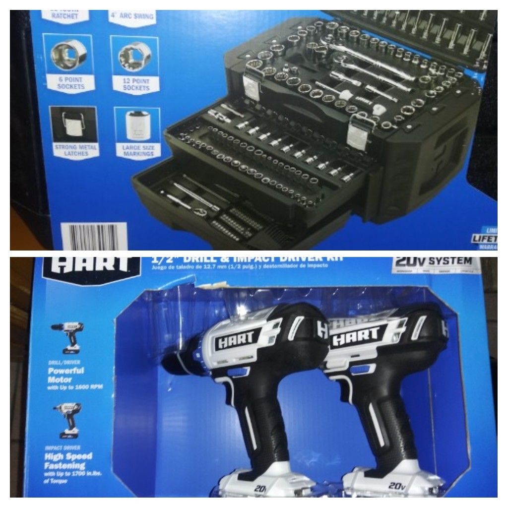 Hart combo 20v drill & impact set & 215pcs tool box set