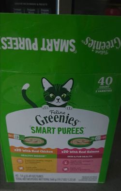 Feline Greenies Smart Purees Cat Treats Countcat only has 34
