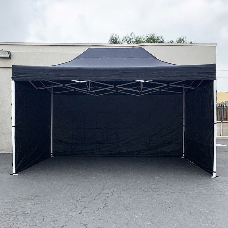 Brand New $165 Heavy Duty EZ Popup Canopy 10x15’ with (3 Sidewalls) Outdoor Gazebo, Carry Bag (2 Colors)