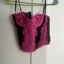 Pink Black Corset Top S
