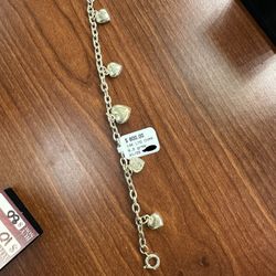 14k Yellow Gold Heart charm Bracelet Women’s Jewelry 
