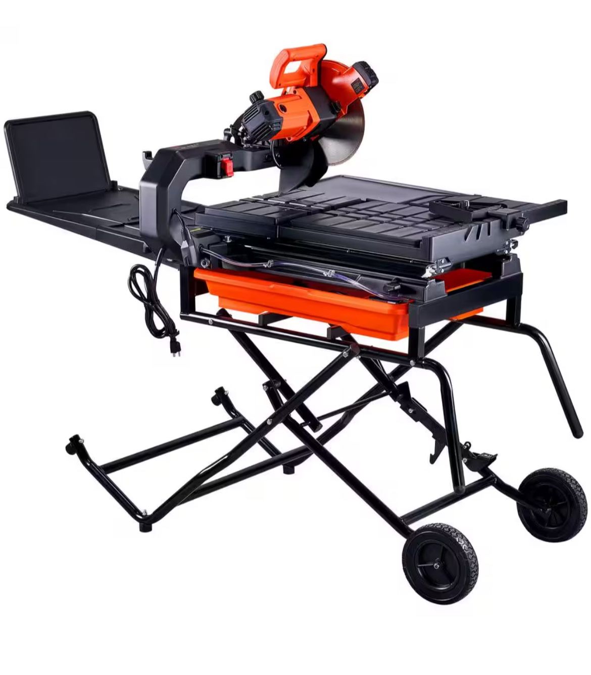 Wet Tile Saw, 15-Amps 10 in. 65Mn Corded Wet Tile Saw, 4500 RPM, Tile Cutter Wet Saw with Water Reservoir and Casters