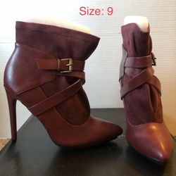 BRAND NEW! Michael Antonio Wine Red Heel Booties