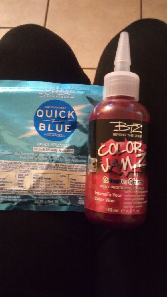Brand new BTZ color jamz crimson storm & 1 pack quick blue bleach