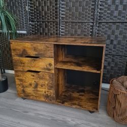 Spaco 3-Drawer File Cabinet with Adjustable Shelf and Wheels