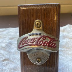 Vintage Coca Cola Bottle Wall Mount Opener Starr X Store Display Wood Stand 