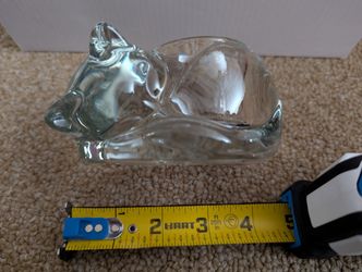 Indiana Glass Crystal Sleeping Cat Votive Candle Holder