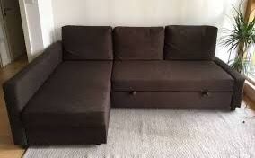 Dark brown friheten chaise sectional with pullout bed, storage chaise, HTF discontinued color, Modern Mcm