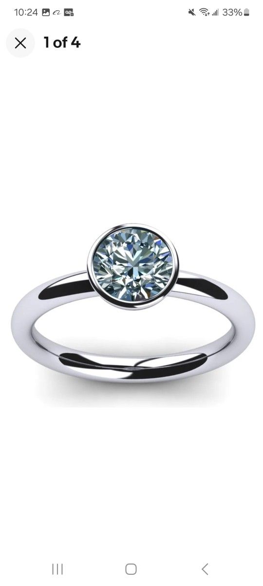 1.16 Ct Vvs1/ Round Blue White Real Diamond Solitaire 925 Silver Ring