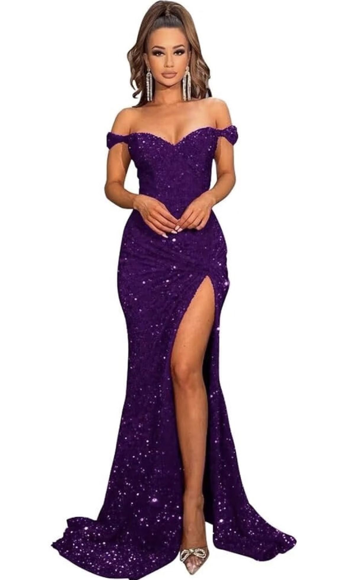 Purple Sequin Mardi Gras Ball Gown, Size 12