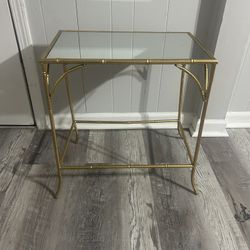 Set of 2 Gold & Glass End Tables – individual price $20 – Both for $35! - Lowest Price Today!