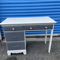 Vintage White And Gray Desk/Vanity