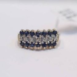 14K Yellow Gold Diamond Topaz Cluster Ring (Size 6) .02 CTW