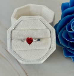 Sterling Silver Heart Ring, Size 8