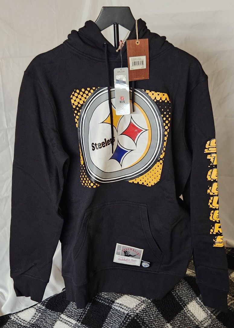 Mitchell & Ness Men's Pittsburgh Steelers Gridiron Classics Big Face Pullover Hoodie Size M and XL