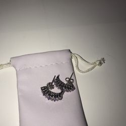 Earnings Sterling Silver Purple Stone