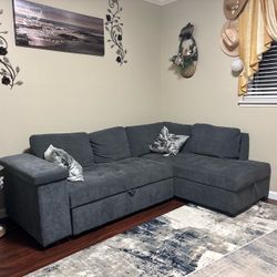 Convertible Sofa with Reversible Chaise and Storage