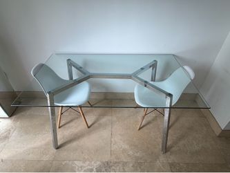 Modern Glass Dining Table + 2 Modern Dining Chairs