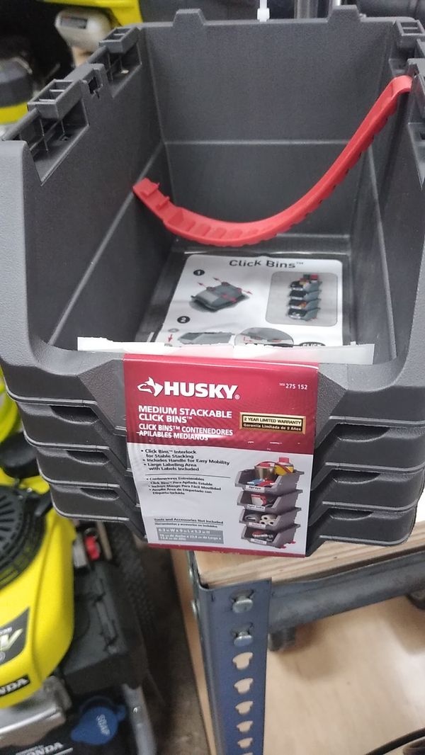 HUSKY MEDIUM STACKABLE CLICK BINS 4 PIECE for Sale in Moreno Valley, CA
