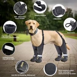 Idepet Dog Suspender Boots, Anti-Slip & Fall Waterproof Tall Shoes Legging for Small Medium Dog, Adjustable Suspender Boots Winter Snow Rain Hiking
