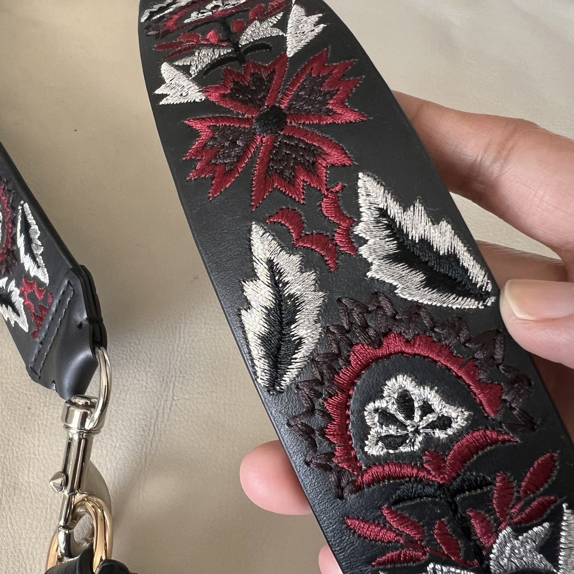 ah.dorned Classic Vegan Leather Messenger Embroidered Removable Strap