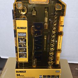 Dewalt 34pcs  1/4" & 3/8" Driver Socket Set Brand New (Price Is Firm)