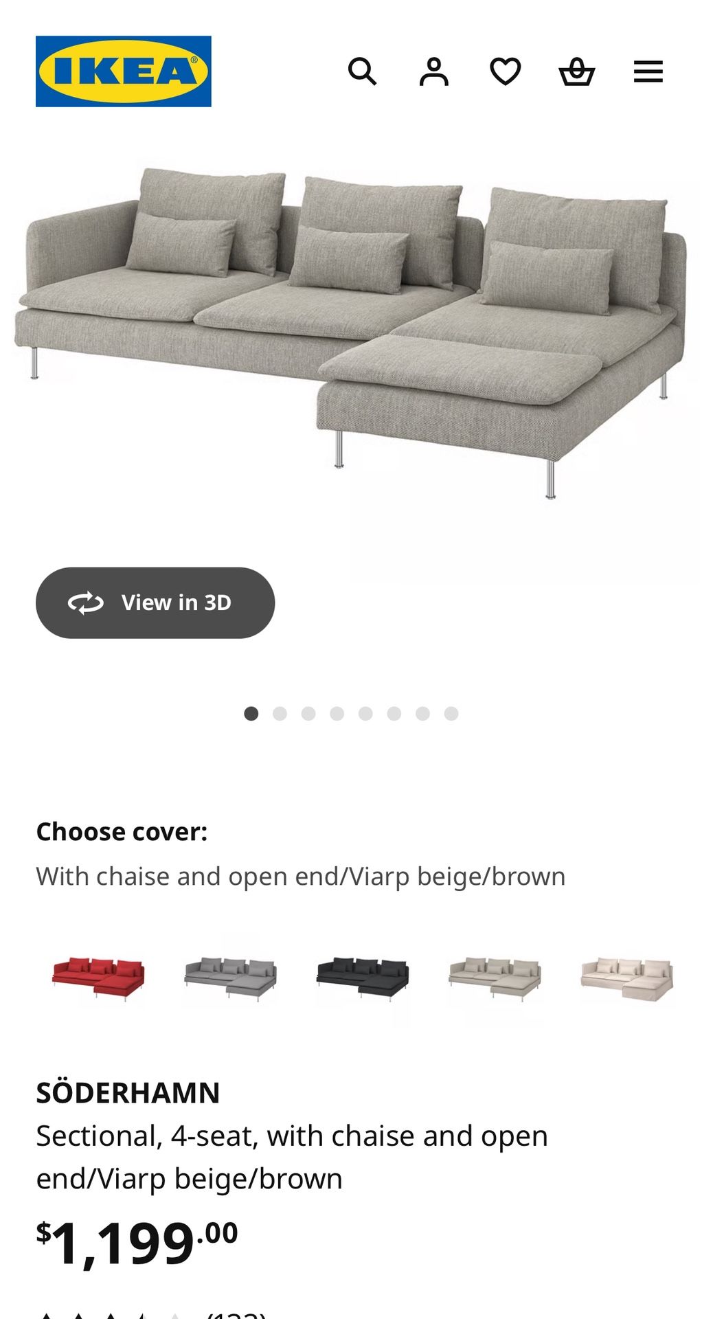 IKEA SÖDERHAMN Couch – $200 (Retails $1,200)
