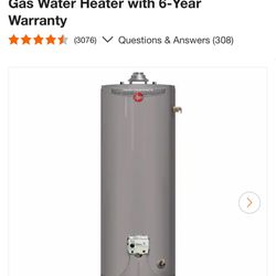 Brand New- Rheem 29 Gallon Gas Water Heater