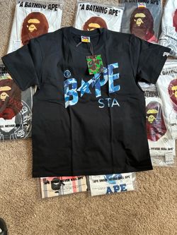 Bape tees blue logo medium